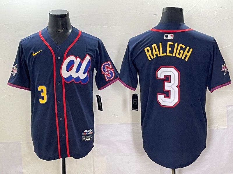 Men 2025 Seattle Mariners #3 Raleigh Drak Blue All star Nike MLB Jersey style 06->seattle mariners->MLB Jersey